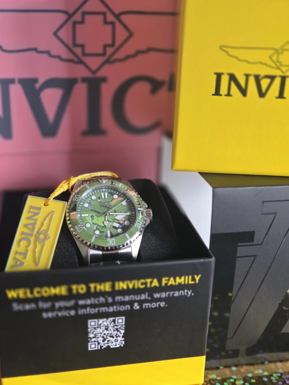 Invicta Green Golf Scene Dive-Style Watch with White Accents